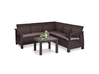 Corfu relax sarokgarnitúra rosario asztallal barna