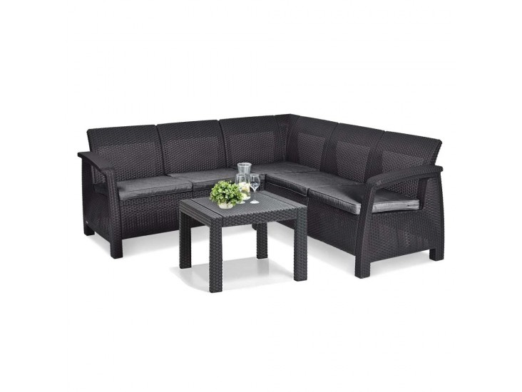 Corfu relax sarokgarnitúra rosario asztallal grafit