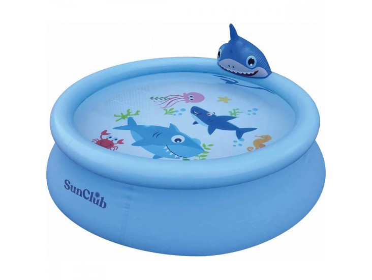 Shark 3D felfújható pancsolómedence spriccelővel 190 x 47 cm
