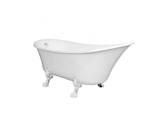 Antica szabadon álló kád fehér lábakkal és leeresztővel