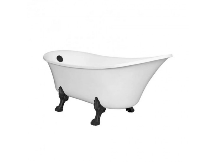 Antica szabadon álló kád fekete lábakkal és leeresztővel