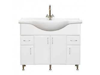 Bianca Plus 105 alsó szekrény mosdóval, magasfényű fehér színben