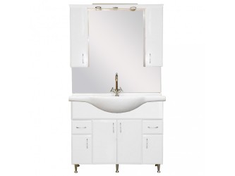 Bianca Plus 105 komplett fürdőszobabútor, magasfényű fehér színben