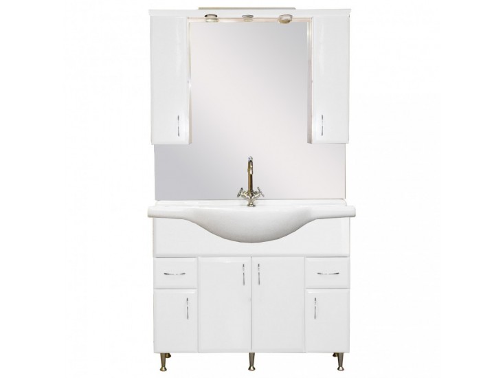 Bianca Plus 105 komplett fürdőszobabútor, magasfényű fehér színben