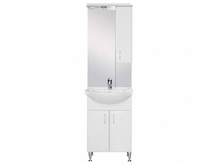 Bianca Plus 55 komplett fürdőszobabútor, magasfényű fehér színben, jobbos nyitási irány