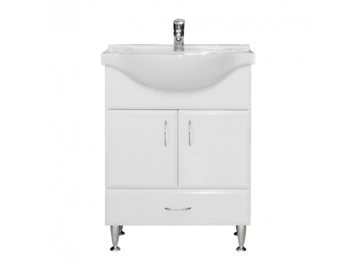 Bianca Plus 65 alsó szekrény mosdóval, magasfényű fehér színben