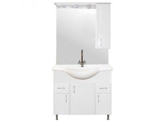 Bianca Plus 85 komplett fürdőszobabútor, magasfényű fehér színben, jobbos nyitási irány