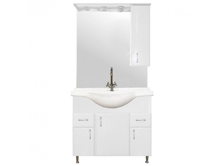 Bianca Plus 85 komplett fürdőszobabútor, magasfényű fehér színben, jobbos nyitási irány