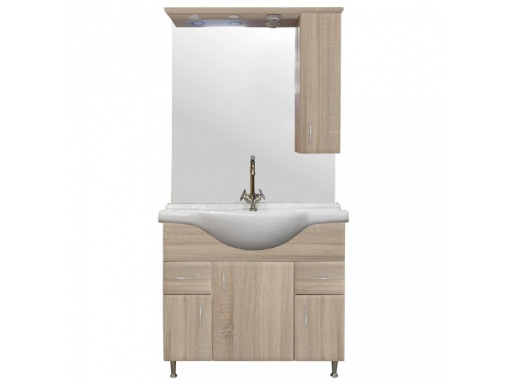 Bianca Plus 85 komplett fürdőszobabútor, sonoma tölgy színben, jobbos nyitási irány