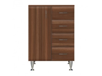 Bianca Plus 60 alacsony szekrény 1 ajtóval, 4 fiókkal,aida dió színben, balos