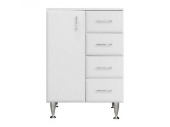 Bianca Plus 60 alacsony szekrény 1 ajtóval, 4 fiókkal,magasfényű fehér színben, balos