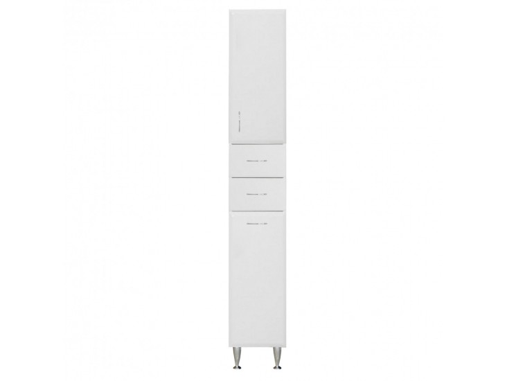 Bianca Plus 30 magas szekrény 1 ajtóval, 2 fiókkal, szennyestartóval, magasfényű fehér színben, jobbos