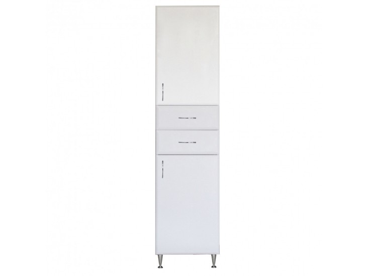Bianca Plus 45 magas szekrény 2 ajtóval, 2 fiókkal, magasfényű fehér színben, jobbos
