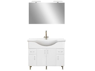 Bianca Prime 105 komplett fürdőszobabútor, magasfényű fehér színben