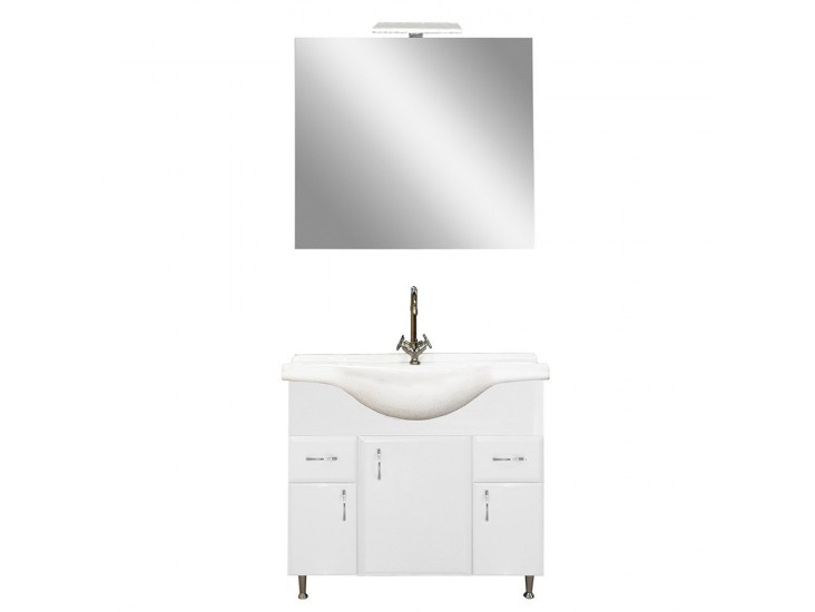 Bianca Prime 85 komplett fürdőszobabútor, magasfényű fehér színben