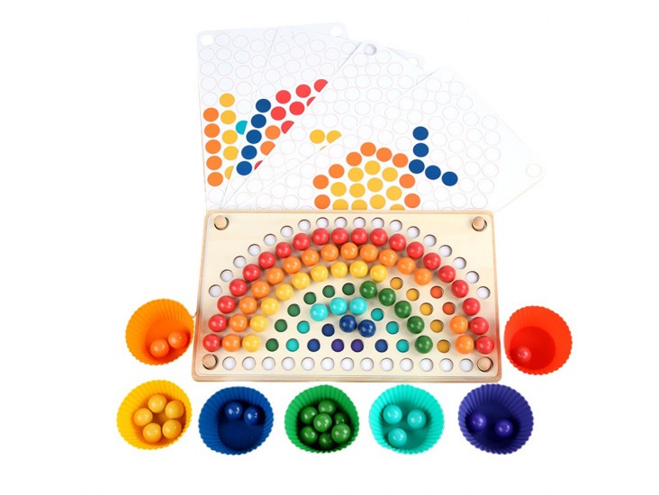 Szivárványos golyó mozaik kirakó Montessori fajáték