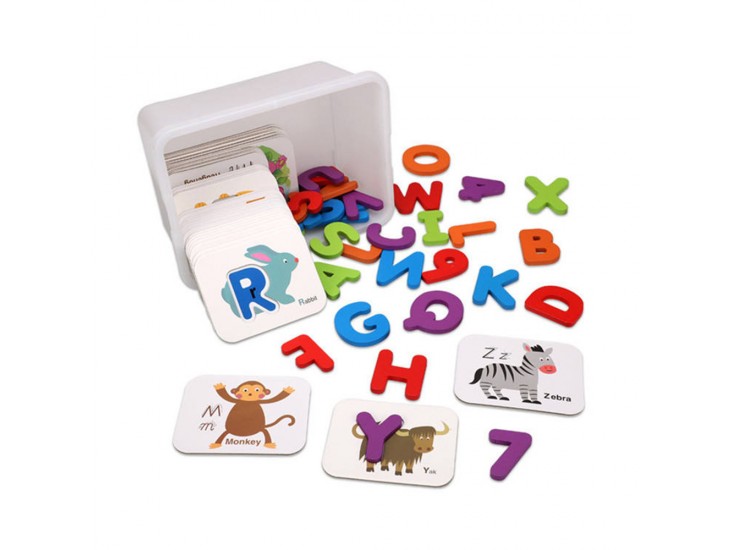 Betűk és számok angol nyelvű oktatójáték kártyákkal