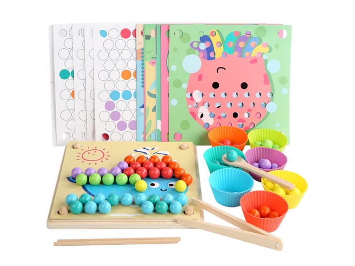 Képkirakó golyókkal Montessori fajáték