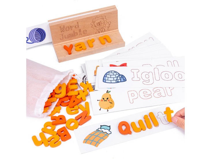 Szókirakó, szótanuló fajáték angol kártyákkal