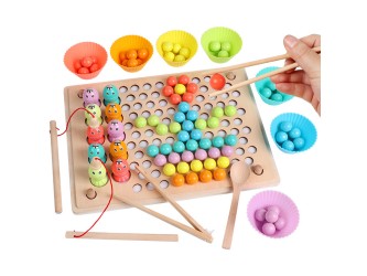 2 az 1-ben Montessori fajáték horgászás és golyós kirakó
