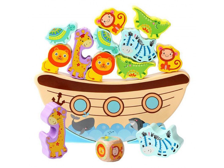 Egyensúlyozó fejlesztő fajáték, bárka állatokkal