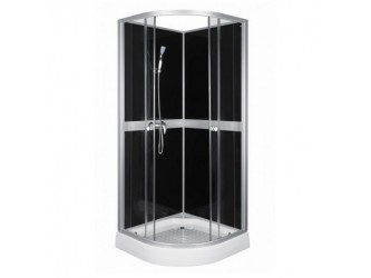 CLASSIC 80 BLACK hátfalas zuhanykabin tálcával, csapteleppel