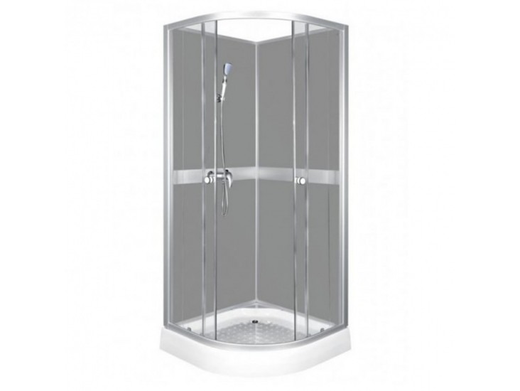 CLASSIC 90 GREY hátfalas zuhanykabin tálcával, csapteleppel