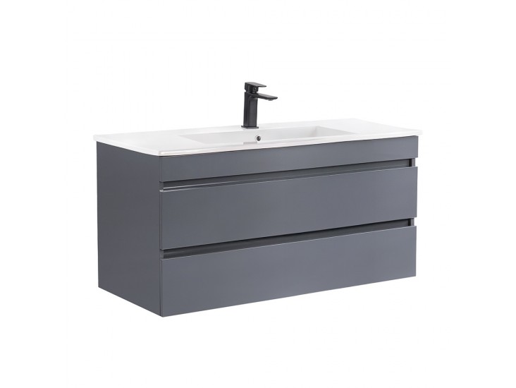 Cube 100 alsó fürdőszobabútor kerámia mosdóval 2 fiókos antracit szürke