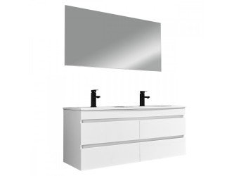 Cube Fürdőszobabútor 120 cm kerámia mosdóval tükörrel 60x120 cm magasfényű festett fehér