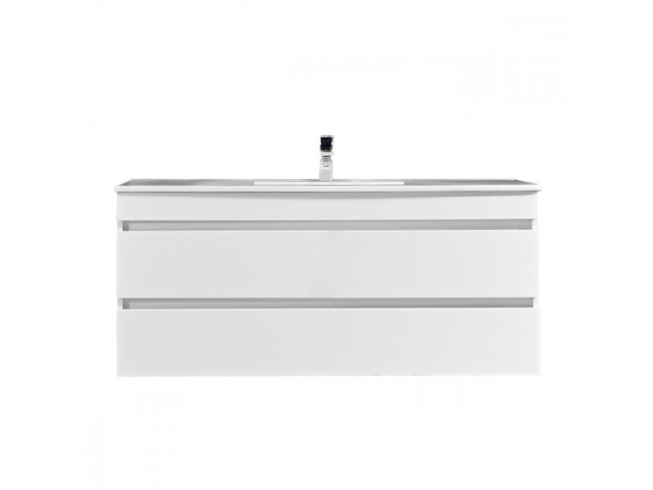 Cube 120 alsó fürdőszobabútor 1 medencés kerámia mosdóval 2 fiókos, magasfényű festett fehér