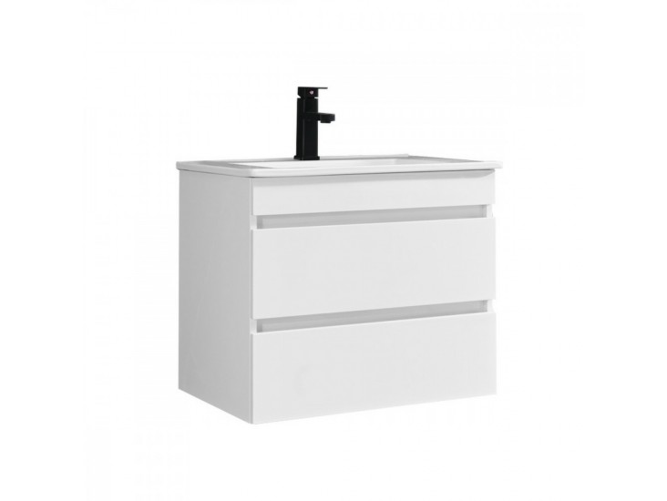 Cube 60 alsó fürdőszobabútor kerámia mosdóval 2 fiókos, magasfényű festett fehér