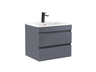 Cube 60 alsó fürdőszobabútor kerámia mosdóval 2 fiókos antracit szürke