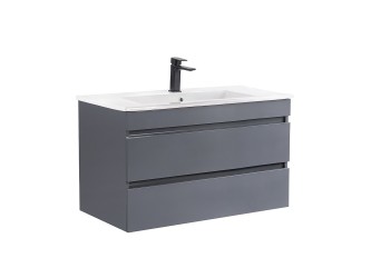 Cube 80 alsó fürdőszobabútor kerámia mosdóval 2 fiókos antracit szürke