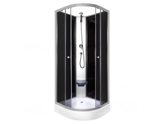Evora Black 80 hátfalas zuhanykabin zuhanytálcával, 80x80x205 cm
