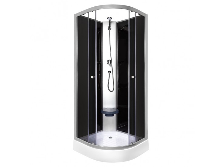 Evora Black 80 hátfalas zuhanykabin zuhanytálcával, 80x80x205 cm
