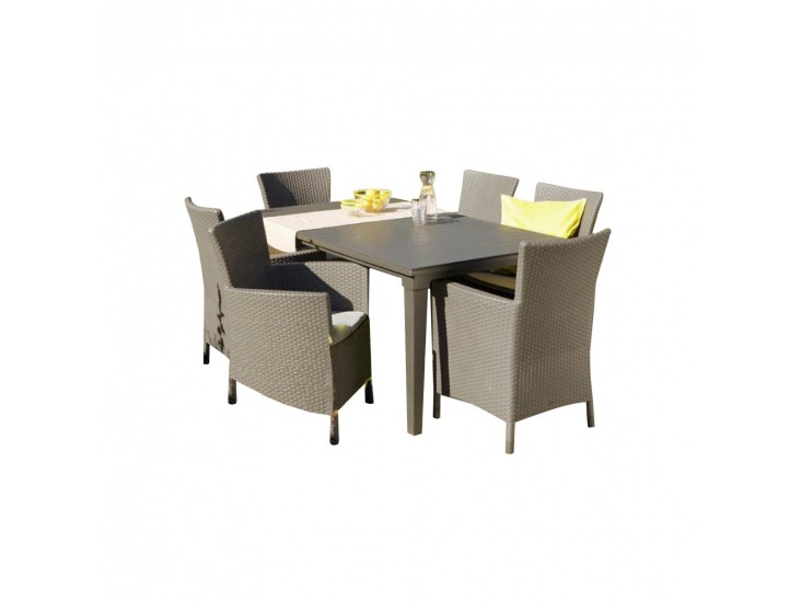 Futura 6+1 kerti bútor garnitúra cappuccino színben