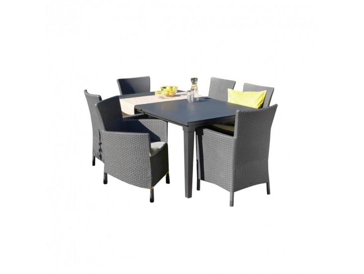 Futura 6+1 kerti bútor garnitúra grafit színben