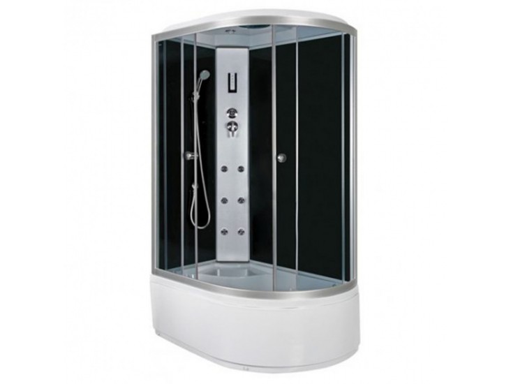 Jukon aszimmetrikus hidromasszázs zuhanykabin, 121x81x220 cm, bal oldali