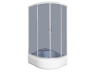 Katia 100 aszimmetrikus íves zuhanykabin, 100x80x196 cm, grafit üveg, balos