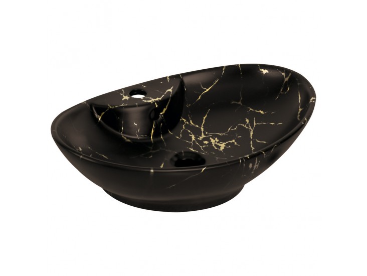 KR-139 kerámia design mosdó fekete-arany márvány mintával