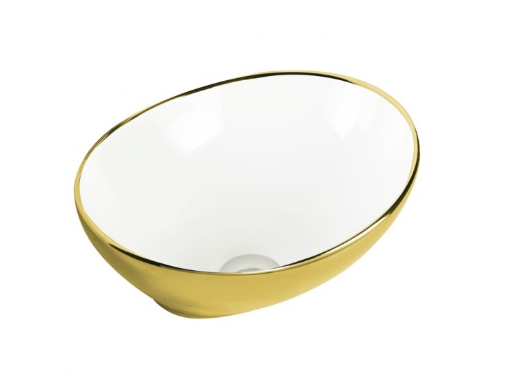 KR-707 fehér-arany kerámia design mosdó