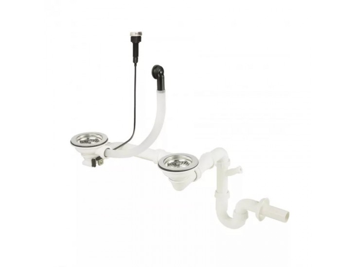 Szifon 2 medencés mosogatóhoz automata leeresztővel