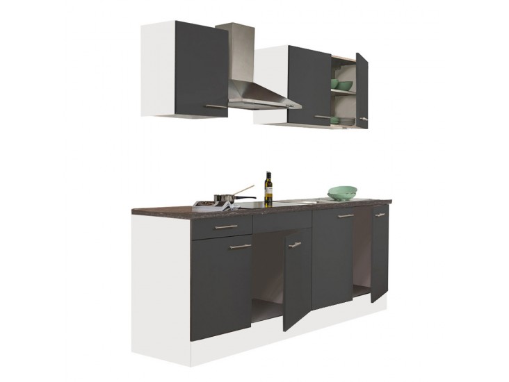 Yorki 210 konyhabútor fehér korpusz,selyemfényű antracit fronttal