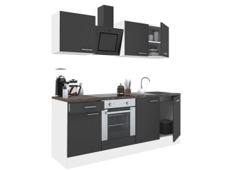 Yorki 210 konyhabútor fehér korpusz,selyemfényű antracit fronttal alsó sütős elemmel