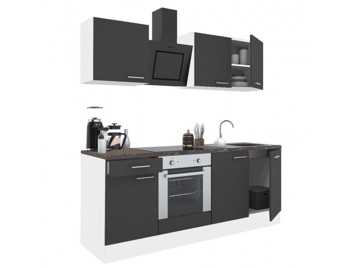 Yorki 210 konyhabútor fehér korpusz,selyemfényű antracit fronttal alsó sütős elemmel