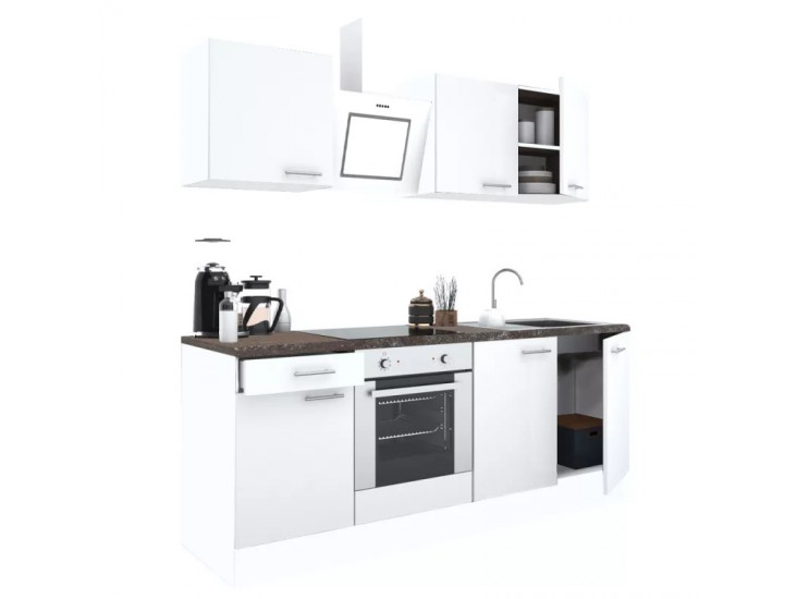 Yorki 210 konyhabútor fehér korpusz,selyemfényű fehér fronttal alsó sütős elemmel