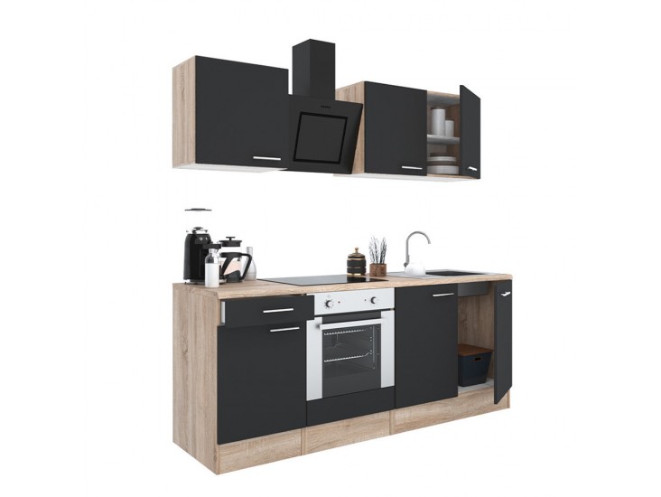 Yorki 210 konyhabútor sonoma tölgy korpusz,selyemfényű antracit fronttal alsó sütős elemmel