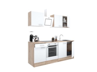 Yorki 210 konyhabútor sonoma tölgy korpusz,selyemfényű fehér fronttal alsó sütős elemmel