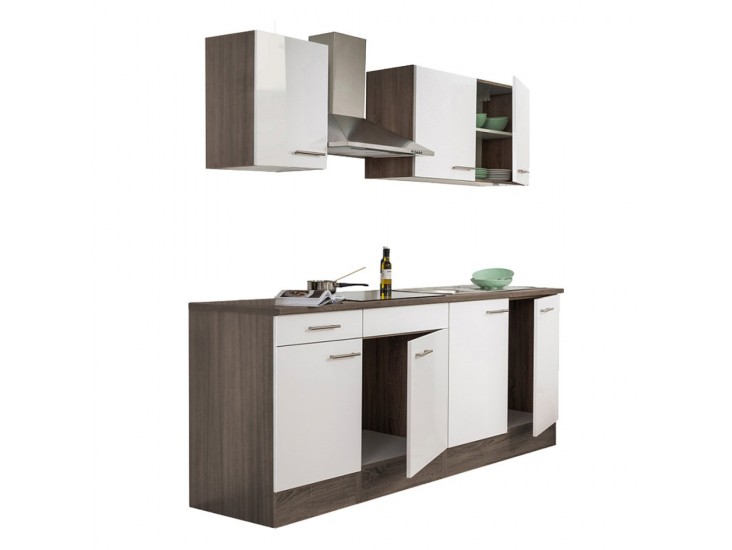 Yorki 210 konyhabútor yorki tölgy korpusz,selyemfényű fehér fronttal