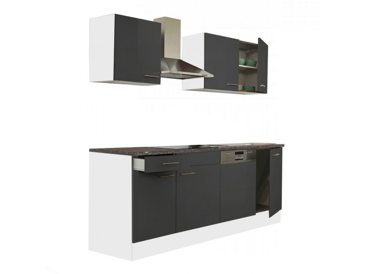 Yorki 220 konyhabútor fehér korpusz,selyemfényű antracit fronttal